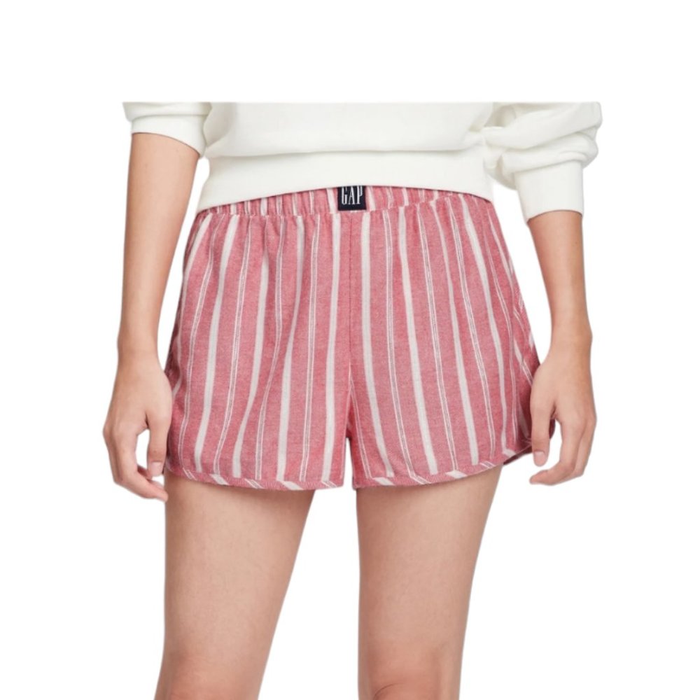 NEW Gap Women Flannel Pajama Shorts. Size Large. Pink Stripe.